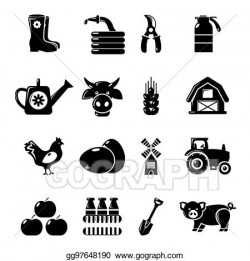 Stock Illustration - Farm agricultural icons set, simple ...
