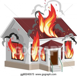 EPS Vector - White stone house burns. Stock Clipart ...