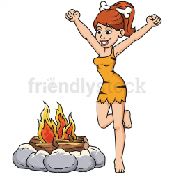 Pretty Cave Woman Dancing By The Fire | Clip Arts | Fire ...