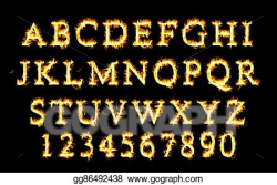 Drawing - Fire font collection, alphabet of flame. Clipart ...