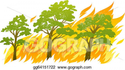 EPS Vector - Burning forest trees in fire flames. Stock ...