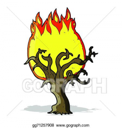 Vector Art - Cartoon winter tree on fire. Clipart Drawing ...