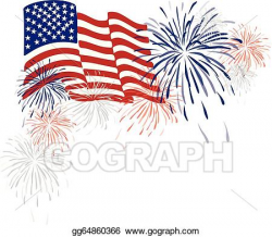 EPS Illustration - American usa flag and fireworks. Vector ...