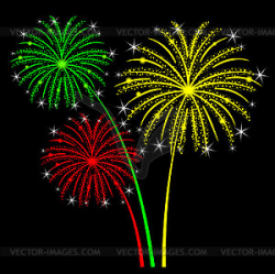 Holiday fireworks on black background - Clip Art Library