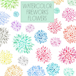 Watercolor Clip Art - Fireworks Flowers | craft ideas ...