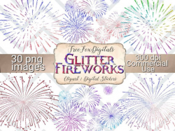 Glitter Fireworks clipart 4th of July digital stickers, Independence day  clip art, New years eve fireworks, New years glitter png images