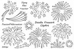 Doodle Firework Clipart | Fonts | How to draw fireworks ...