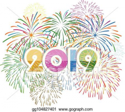 Vector Art - Firework displayed for happy new year 2019 and ...