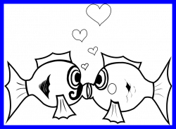 Incredible Kissing Fish Black And White Clipart Pict For Inspiration ...