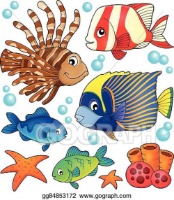Vector Clipart - Coral reef fish theme collection . Vector ...