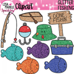 Fishing Clipart with Glitter