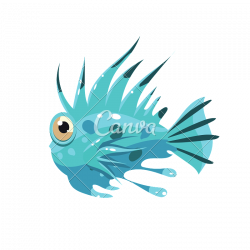 Prickly Fish Side View - Icons by Canva