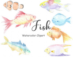 Watercolor fish | Etsy