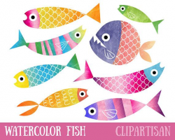 Watercolor Fish Clipart / Watercolour Clip Art ...