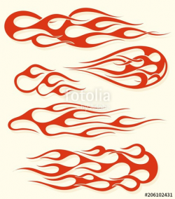 Red fire, old school flame elements set, isolated vector ...