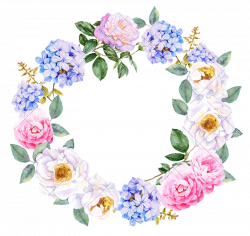 Watercolor Flowers Wreath with Roses and Blue Jasmine - Photos by Canva