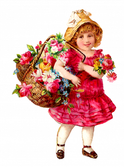 Antique Images: Victorian Girls Free Images Flower Basket Spring ...