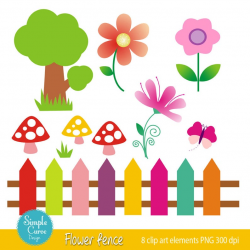 Flower fence digital clipart elements for Personal and Commercial use.  (paper crafts, card making, scrapbooking) Instant download