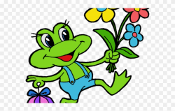 Frog Clipart Flower - Flower And Frog Clipart - Png Download ...