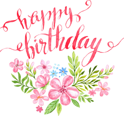 Birthday Calligraphy Greeting card Illustration - Flowers Happy ...