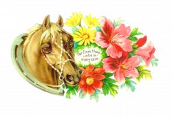 Antique Images: Victorian Die Cut: Flower and Horse Clip Art from ...