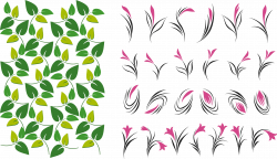 Clipart - Leaves And Flowers