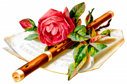 Antique Images: Antique Illustration Romantic Pink Rose Sheet Flute ...