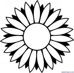 Flower Sunflower Black And White Lineart Clip Art - Sweet Clip Art