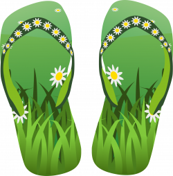 Clipart - Thong green with grass and flowers