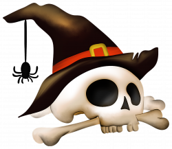 Halloween Skull with Bone and Witch Hat Clipart | Gallery ...