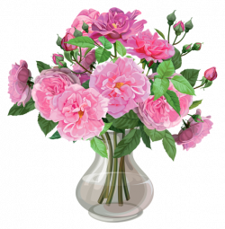 Pink Roses in Vase Transparent PNG Clipart | ~Roses For You ...