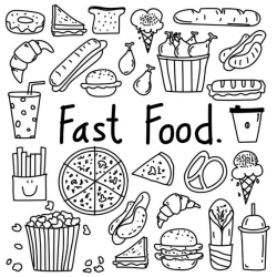 Hand Drawn Doodle Fast Food Clipart, Fast Food Clipart ...