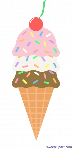 Ice Cream Cone Neopolitan Sprinkles Cherry Clip Art - Sweet Clip Art