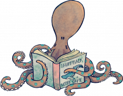 octopus reading - Sticker by jkmiles_l