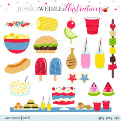 Summer Food Cute Digital Clipart, Summer Graphics, Summer ...