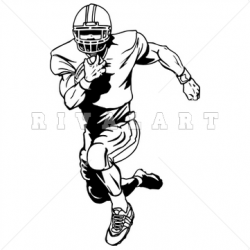 Sports Clipart Image of Black White Football Player Running ...