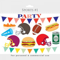 Football party clipart - football sports clip art, foot ball clipart,  helmets