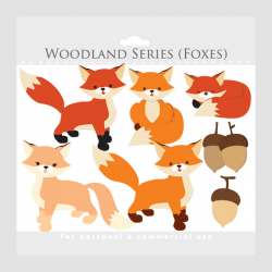 Fox clipart - whimsical foxes clip art, cute, woodland ...