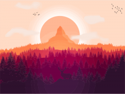 Clipart - Flat Shaded Forest Landscape