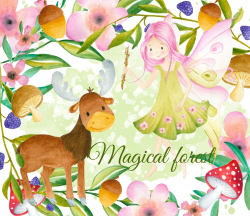 Forest fairy clipart, Forest illustration, Moose clipart, Fairy  illustration, Watercolor clipart, Hand painted, woodland fairy clipart
