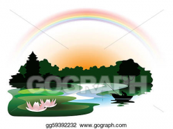 Vector Art - Evening in the forest lake. EPS clipart ...