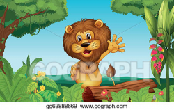 Vector Stock - A happy lion in the forest. Clipart ...