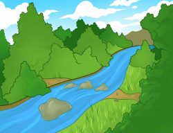Stream photo clipart image in a forest - WikiClipArt