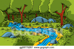Stock Illustrations - Forest stream. Stock Clipart ...