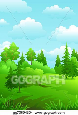 Vector Stock - Landscape, green summer forest. Clipart ...