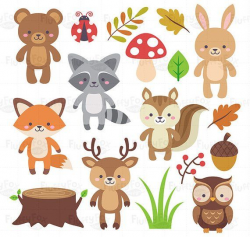 Woodland Animals Clipart, Forest Animal Clip Art, Wild Cute ...
