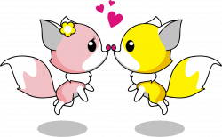 Clipart - Cartoon Foxes Romantic Couple