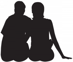 Sitting Couple Silhouette PNG Clip Art Image | sagome stencyl ...
