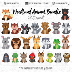 Woodland animals Clipart, cute sticker, Forest Friends ...