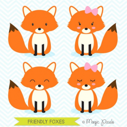 Fox clipart, woodland animals clipart, forest animals clipart, Commercial  Use Clip Art, 4 PNG Images, Instant Download